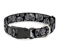 Plastic Clip Collar The Dust of Living II Sugar Skulls Black/White Small 9.5-13"