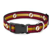 Plastic Clip Collar The Flash Logo/Stripe Burgundy/Gold NARROW-Medium 8.5-12"