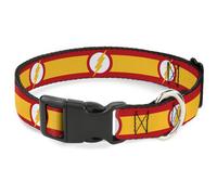 Plastic Clip Collar The Flash Logo7/Stripe Red/White/Yellow Medium 11-16.5"