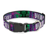 Plastic Clip Collar THE JOKER WANTED Smiling Pose and Graffiti Purples/Greens La