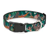 Plastic Clip Collar The Jungle Book 8-Character Group Greens Small 9.5-13"