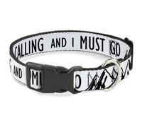 Plastic Clip Collar THE MOUNTAINS ARE CALLING AND I MUST GO/Mountains Outline Wh