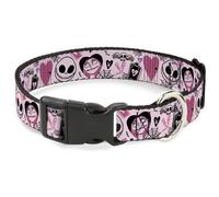 Plastic Clip Collar The Nightmare Before Christmas Jack and Sally Doodles Pinks/