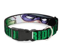 Plastic Clip Collar THE RIDDLER/Face CLOSE-UP Black/Green Small 9.5-13"