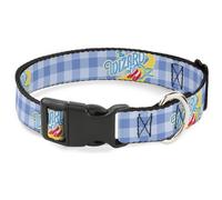 Plastic Clip Collar THE WIZARD OF OZ Logo Gingham Checker Blues NARROW-Small 7-8