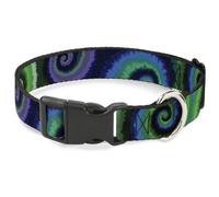 Plastic Clip Collar Tie Dye Swirl Green/Blue/Purple NARROW-Small 7-8.5"
