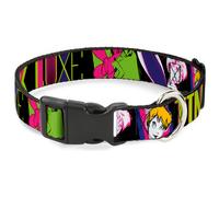 Plastic Clip Collar Tinker Bell Luxe Sketch Black/Multi Neon WIDE-Large 20-31"