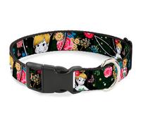 Plastic Clip Collar Tinker Bell Poses/Sleeping Floral Collage WIDE-Large 20-31"