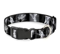 Plastic Clip Collar Tinker Bell Scenes Black/White WIDE-Large 20-31"
