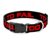 Plastic Clip Collar TOO EPIC TO FAIL Weathered Black/Red WIDE-Medium 16-23"