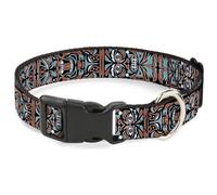 Plastic Clip Collar Totem Carvings Black/White/Orange/Turquoise WIDE-Medium 16-2