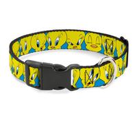 Plastic Clip Collar Tweety Bird CLOSE-UP Expressions Baby Blue NARROW-Small 7-8.