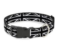 Plastic Clip Collar Union Jack Distressed Black/White NARROW-Small 7-8.5"