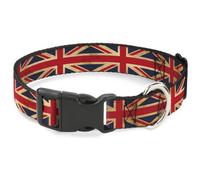 Plastic Clip Collar United Kingdom Flag Continuous Vintage WIDE-Small 13-17"