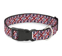 Plastic Clip Collar United Kingdom Flags Diagonal WIDE-Small 13-17"