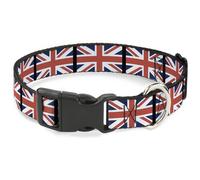 Plastic Clip Collar United Kingdom Flags Medium 11-16.5"