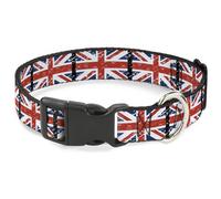 Plastic Clip Collar United Kingdom Flags Weathered Medium 11-16.5"