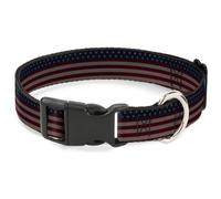 Plastic Clip Collar United States Flag Stars & Stripes Distressed Small 9.5-13"