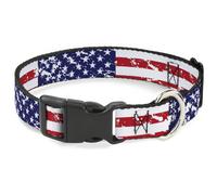 Plastic Clip Collar United States Flags Weathered Medium 11-16.5"