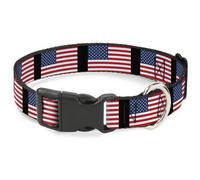 Plastic Clip Collar United States Flags WIDE-Small 13-17"