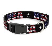Plastic Clip Collar USA w/Star Black/US Flags Medium 11-16.5"
