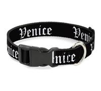 Plastic Clip Collar VENICE Old English Black/White WIDE-Large 20-31"