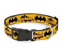 Plastic Clip Collar Vintage Batman Logo & Bat Signal-3 Yellow WIDE-Medium 16-23"