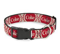 Plastic Clip Collar Vintage COKE Bottle Caps White/Red Medium 11-16.5"