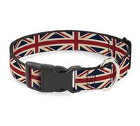 Plastic Clip Collar Vintage United Kingdom Flags Medium 11-16.5"