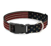 Plastic Clip Collar Vintage US Flag Stretch WIDE-Small 13-17"