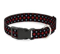 Plastic Clip Collar Vinyl Records 2-Stripe Red/Black/Gray NARROW-Large 9.5-14.5"