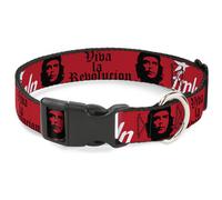 Plastic Clip Collar VIVA LA REVOLUCION Che w/fmln Red WIDE-Medium 16-23"