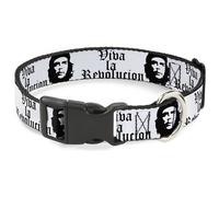 Plastic Clip Collar VIVA LA REVOLUCION Che White/Black Medium 11-16.5"