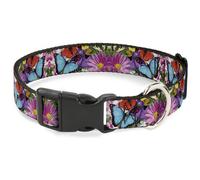 Plastic Clip Collar Vivid Butterfly Garden Medium 11-16.5"