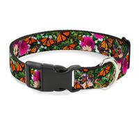 Plastic Clip Collar Vivid Monarch Butterfly Garden WIDE-Large 20-31"
