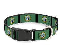 Plastic Clip Collar Washington Flags/Black NARROW-Large 9.5-14.5"