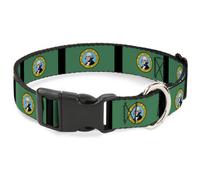 Plastic Clip Collar Washington Flags/Black NARROW-Medium 8.5-12"
