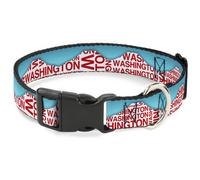 Plastic Clip Collar WASHINGTON Mountain Range Turquoise/White/Red WIDE-Small 13-