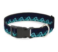 Plastic Clip Collar Waves Navy/Blue Shades NARROW-Small 7-8.5"