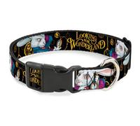 Plastic Clip Collar White Rabbit Poses LOOKING FOR WONDERLAND/Clocks Black/Golds