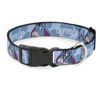 Plastic Clip Collar Winnie the Pooh Eeyore Text and Expression Close-Up Dot Blue