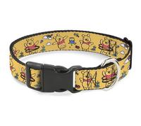 Plastic Clip Collar Winnie the Pooh Happy Poses Golden Yellow NARROW-Small 7-8.5