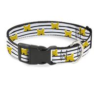 Plastic Clip Collar Winnie the Pooh Peeking Poses Stripe White/Black WIDE-Small