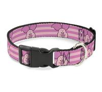 Plastic Clip Collar Winnie the Pooh Piglet Expression Close-Up Stripe Pinks Medi