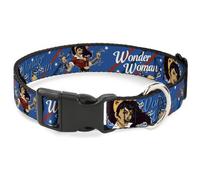 Plastic Clip Collar WONDER WOMAN/Bombshell Pose Blue/Red/White Large 15-24"