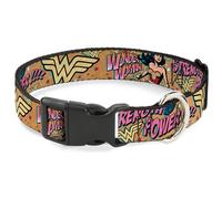 Plastic Clip Collar Wonder Woman Strength & Power WIDE-Small 13-17"