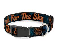 Plastic Clip Collar Woody REACH FOR THE SKY Denim Blue Print Small 9.5-13"