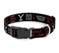 Plastic Clip Collar YELLOWSTONE Dutton Ranch 1886 Icons Black/White/Red WIDE-Lar
