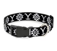 Plastic Clip Collar Yellowstone Dutton Ranch and Native American Icons Black/Whi