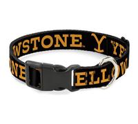 Plastic Clip Collar YELLOWSTONE Text and Y Logo Weathered Black/Orange WIDE-Larg
